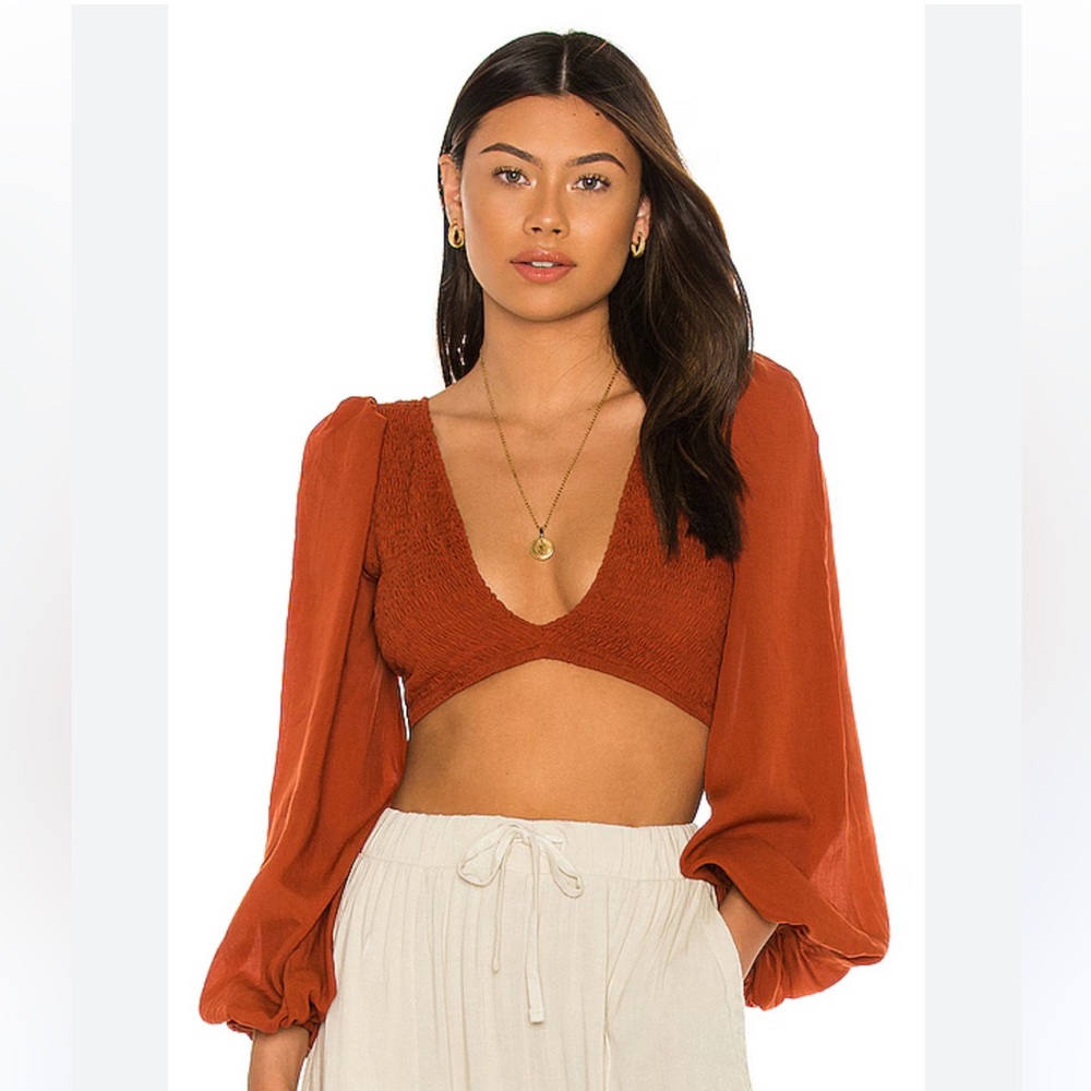 Indah Biru Solid Ruched Top